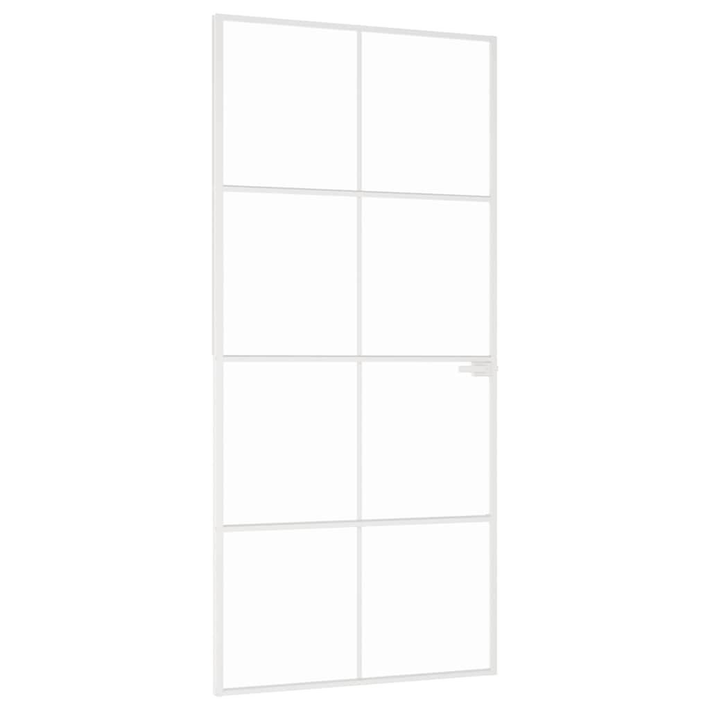 Vidaxl Innenür 93x201,5 cm gehärtetes Glas und Aluminiumschmal weiß