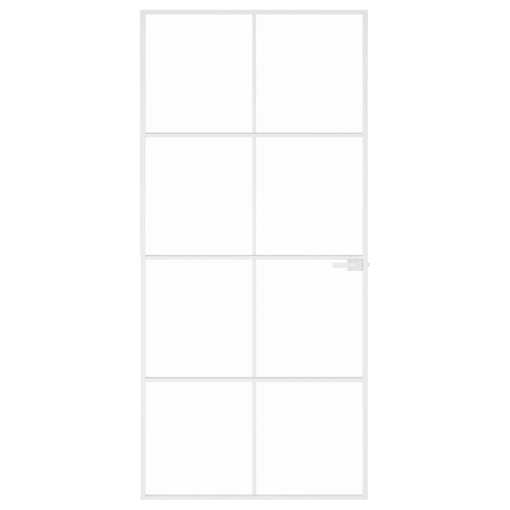 Vidaxl Innenür 93x201,5 cm gehärtetes Glas und Aluminiumschmal weiß