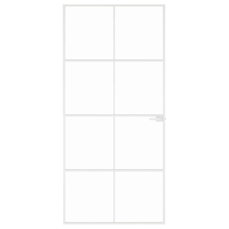 Vidaxl Innenür 93x201,5 cm gehärtetes Glas und Aluminiumschmal weiß