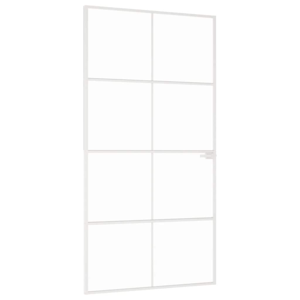 Vidaxl Innenür 102x201,5 cm gehärtetes Glas und Aluminiumschmal weiß