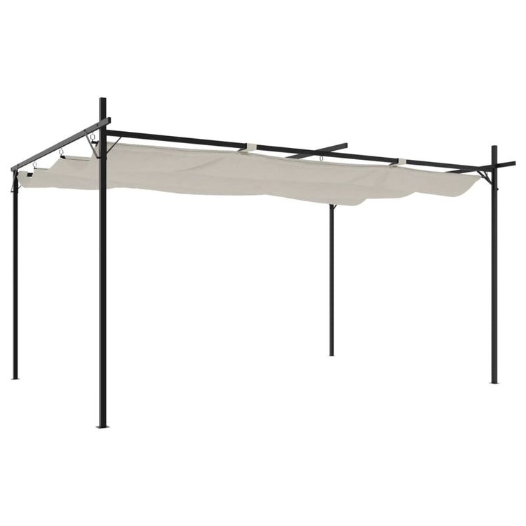 VidaXL Pergola mit ausfahrbarem Dach 395x292x230 cremefarben