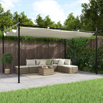 VidaXL Pergola mit ausfahrbarem Dach 395x292x230 cremefarben