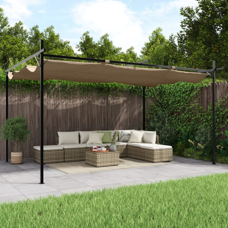 VidaXL Pergola mit ausfahrbarem Dach 395x292x230 Taupe