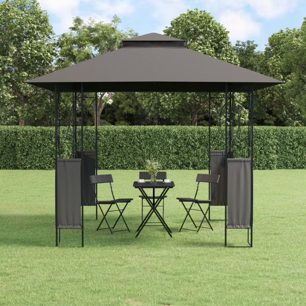 Vidaxl -Laube mit Dach 300x300x270 cm Stahl -Anthrazit -Verschärfen