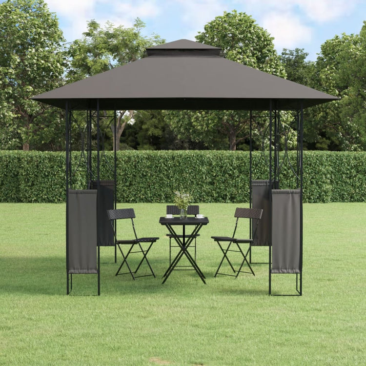 Vidaxl -Laube mit Dach 300x300x270 cm Stahl -Anthrazit -Verschärfen