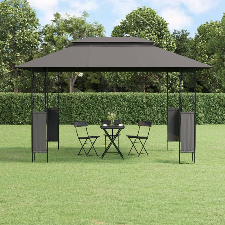 Vidaxl -Laube mit Dach 400x300x270 cm Stahl -Anthrazit -Verschärft