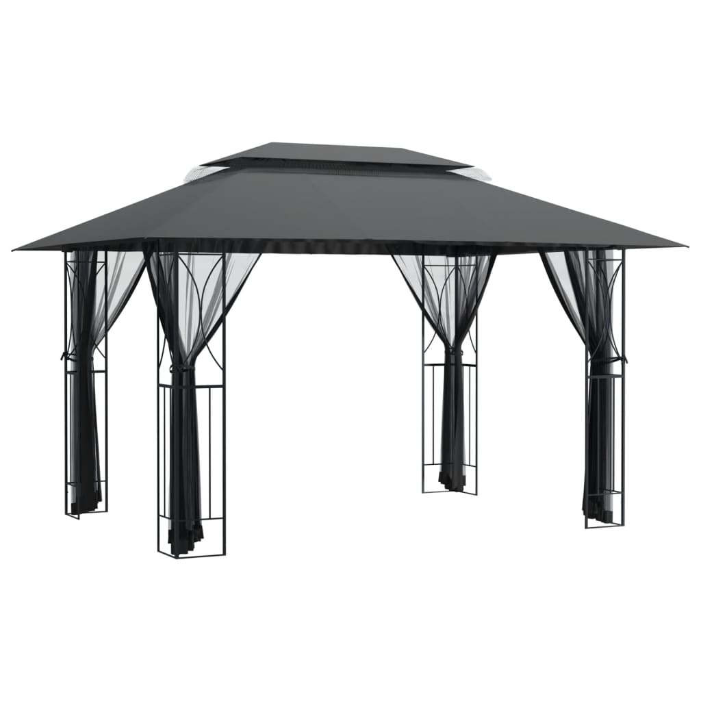 Vidaxl -Laube mit Seitenwänden 400x300x270 cm Stahl -Anthrazit -Verschärfen