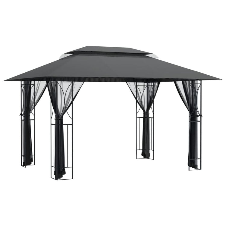 Vidaxl -Laube mit Seitenwänden 400x300x270 cm Stahl -Anthrazit -Verschärfen