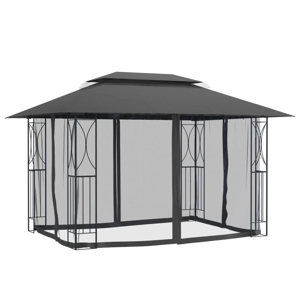 Vidaxl -Laube mit Seitenwänden 400x300x270 cm Stahl -Anthrazit -Verschärfen