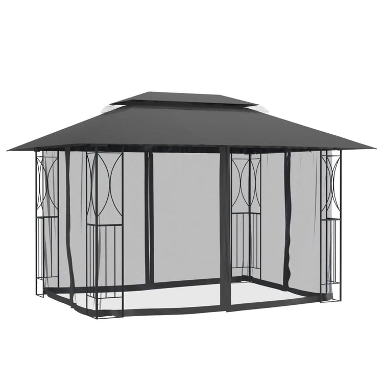 Vidaxl -Laube mit Seitenwänden 400x300x270 cm Stahl -Anthrazit -Verschärfen