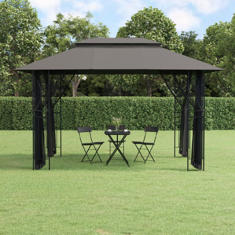 Vidaxl -Laube mit Seitenwänden 400x300x270 cm Stahl -Anthrazit -Verschärfen