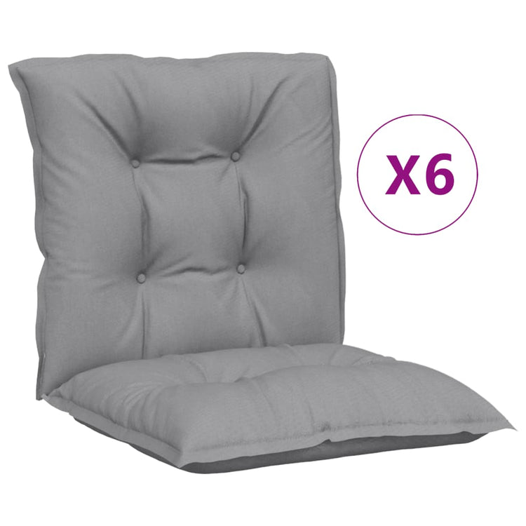 VidaXL Gartenstuhlkissen 6 Stück niedrige Rückenlehne 100x50x7 cm Stoff grau