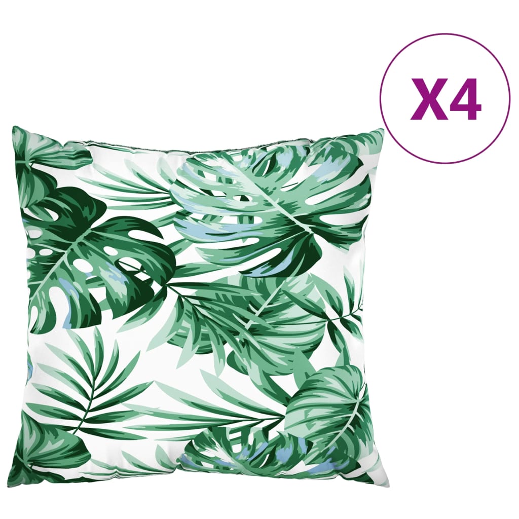 VidaXL Sofakissen 4 Stück Blattmuster 60x60 cm Stoff