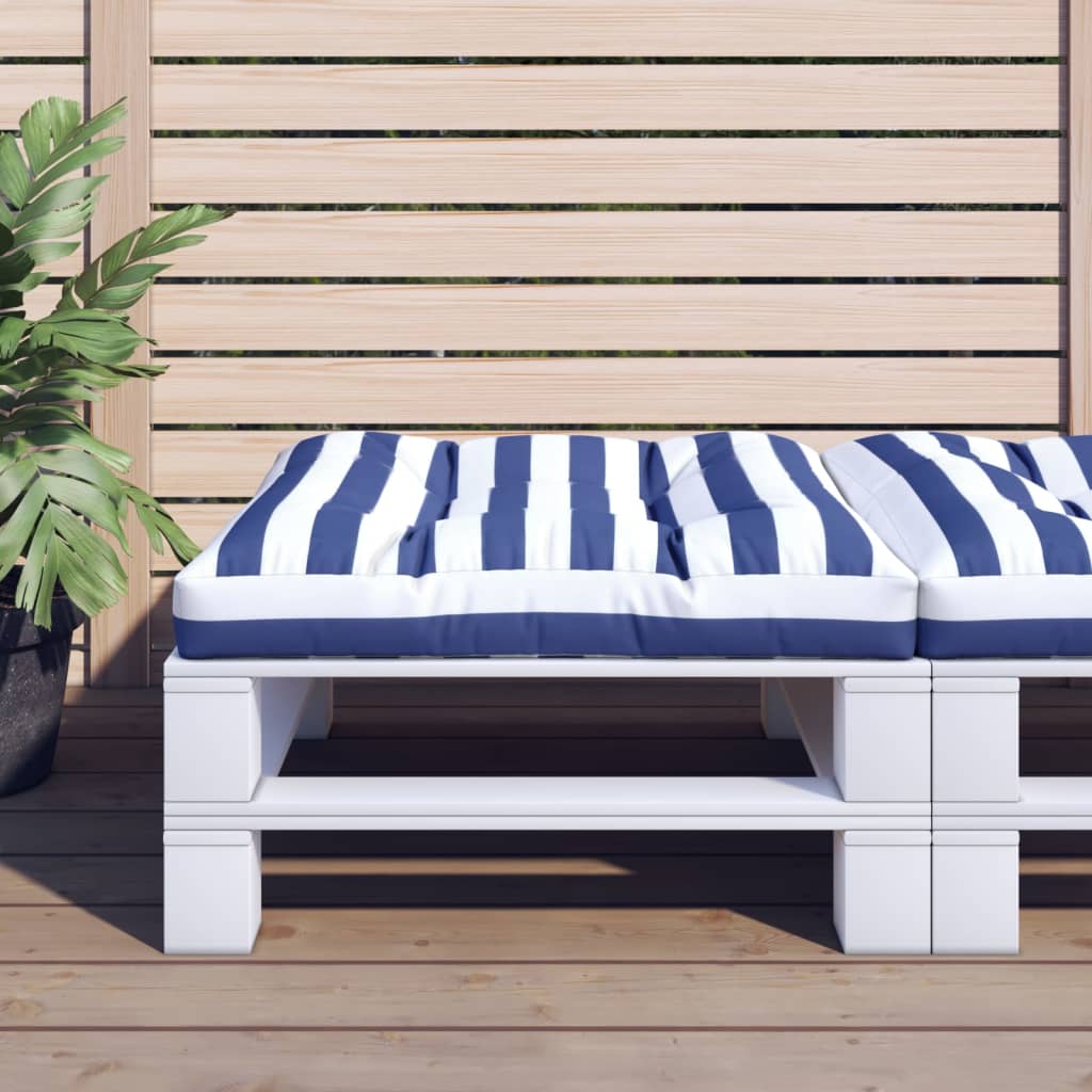 Vidaxl Palettenkissen gestreift 70x70x12 cm Stoff blau und weiß