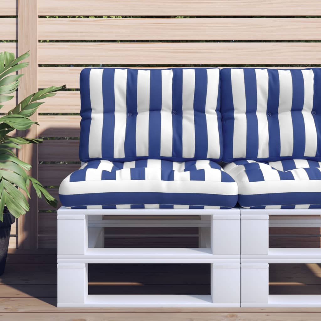 Vidaxl Palettenkissen gestreift 60x40x12 cm Stoff blau und weiß
