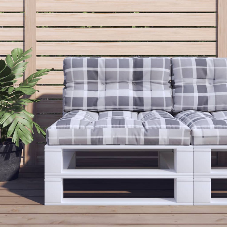 VidaXL Palettenkissen Rautenmuster 80x40x12 cm Stoff Rautenmuster Grau