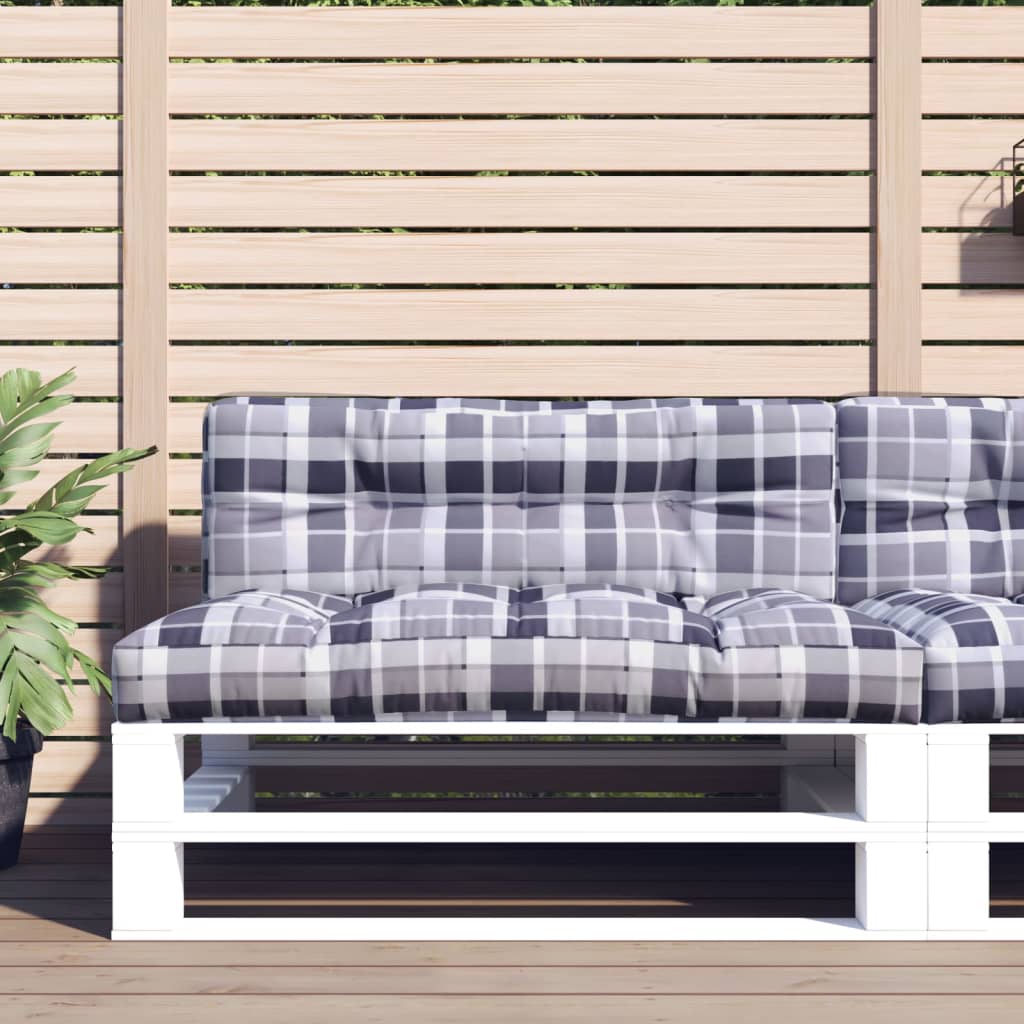 VidaXL Palettenkissen 120x40x12 cm Stoff Rautenmuster grau
