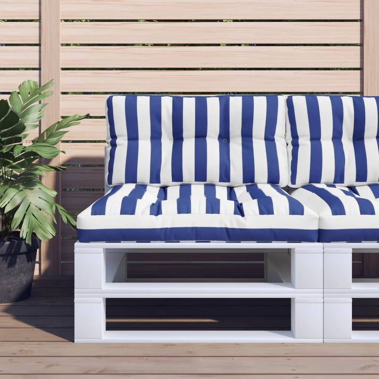 Vidaxl Palettenkissen 2 St. Stoff gestreift und blau