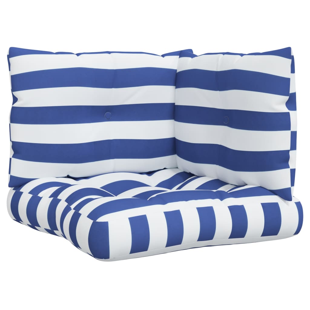 Vidaxl Palettenkissen 3 St gestreifte Oxford Stoff weiß und blau