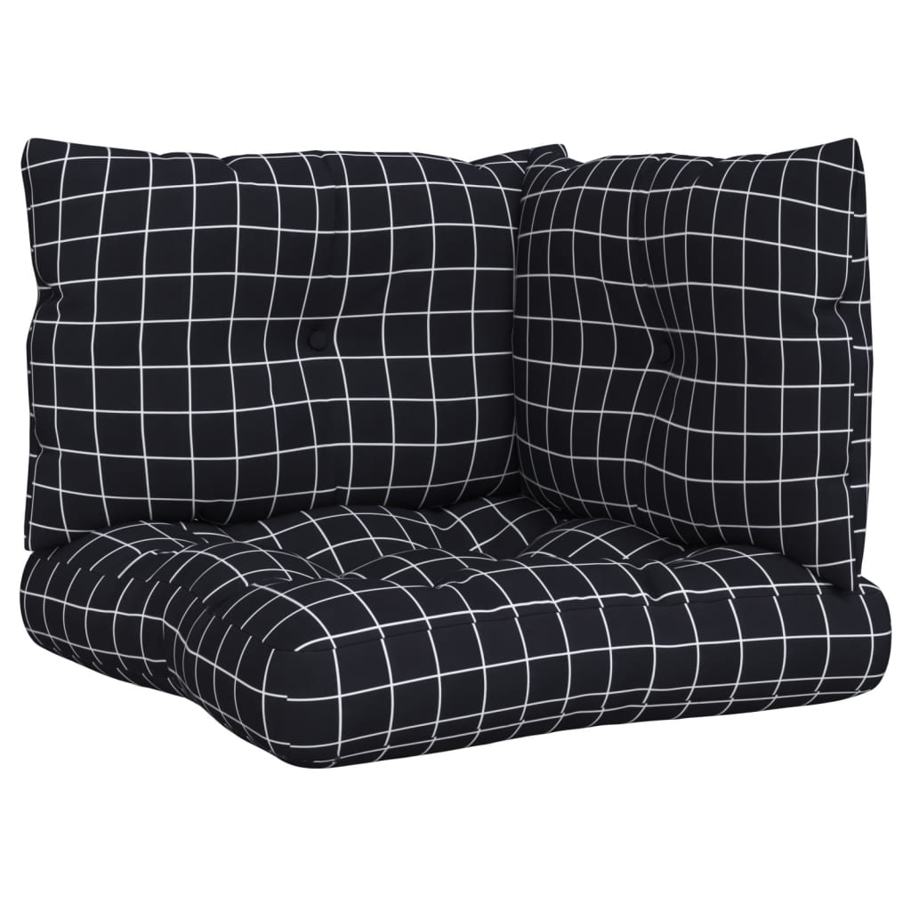 Vidaxl Palettenkissen 3 Stedcase -Muster Oxford Stoff schwarz