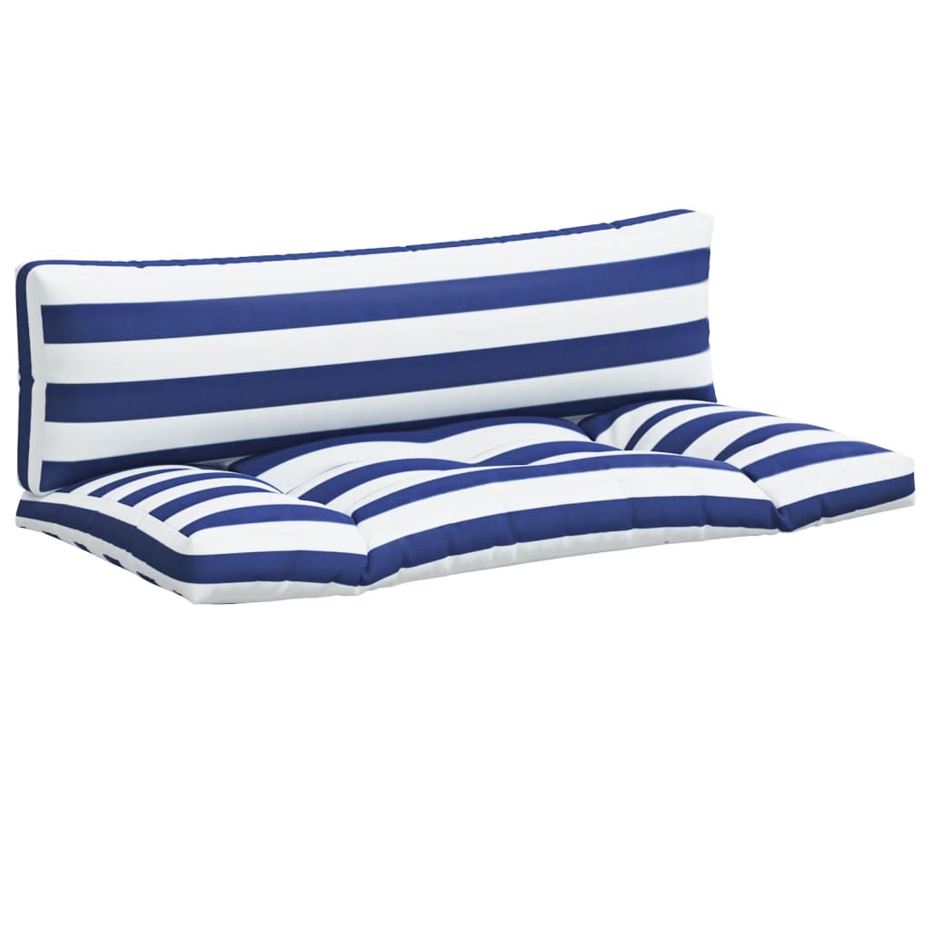 Vidaxl Palettenkissen 2 St gestreifte Oxford Stoff weiß und blau