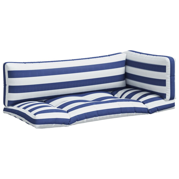 Vidaxl Palettenkissen 3 St gestreifte Oxford Stoff weiß und blau