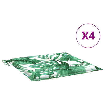 VidaXL Stuhlkissen 4 Stück Blattmuster 40x40x4 cm Stoff