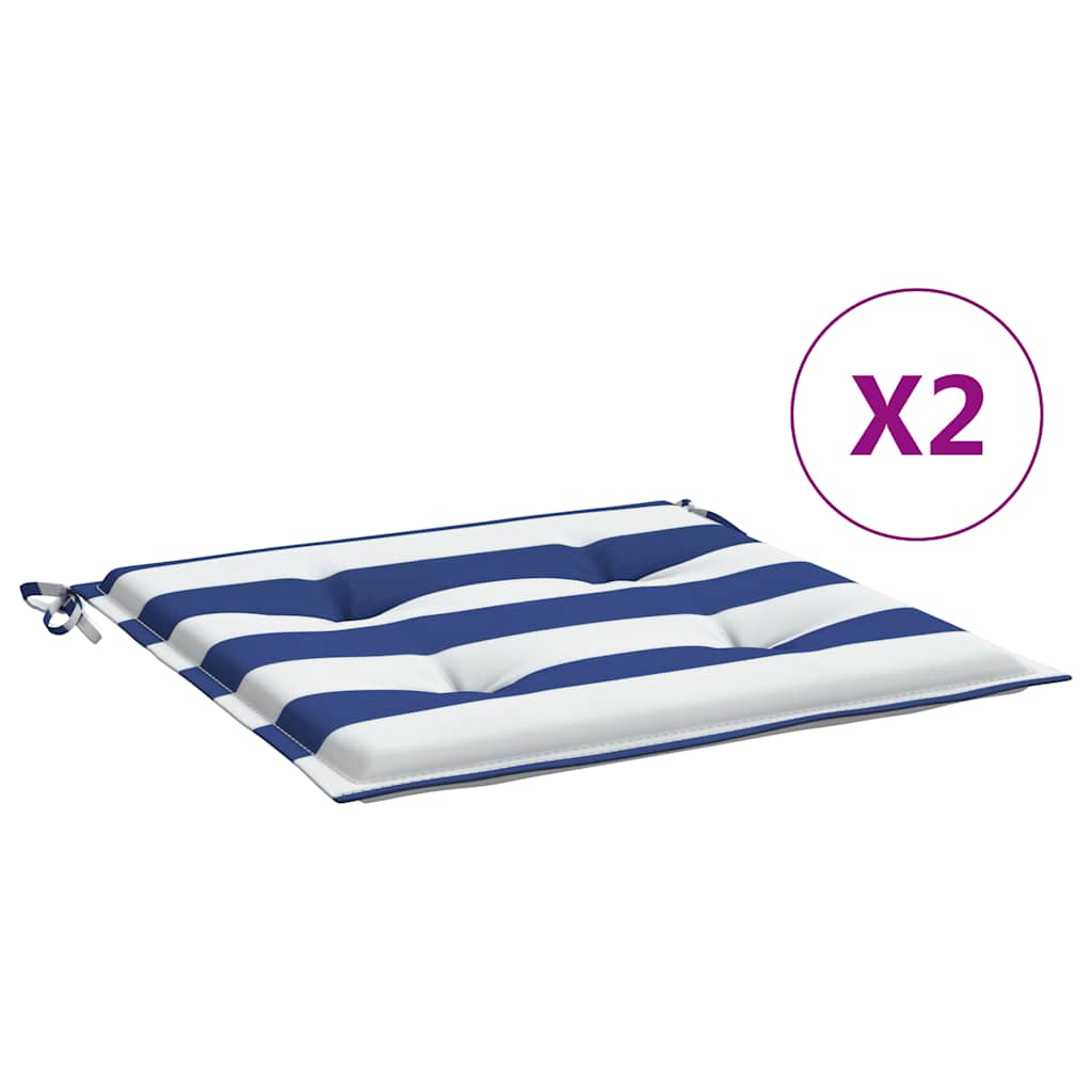 Vidaxl Gartenstuhl Kissen 2 St gestreift 40x40x3 cm Stoff weiß und blau