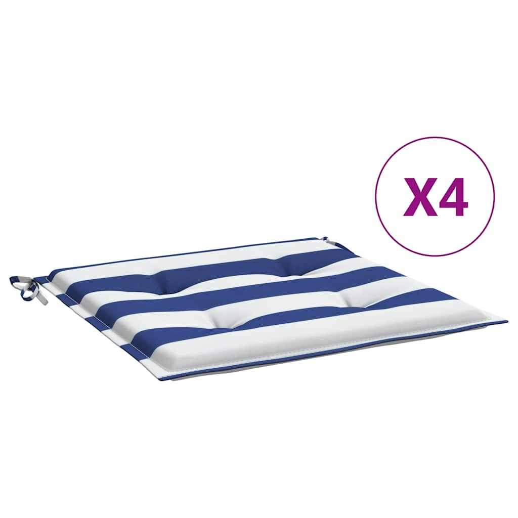 Vidaxl Gartenstuhl Kissen 4 St gestreift 40x40x3 cm Stoff weiß und blau