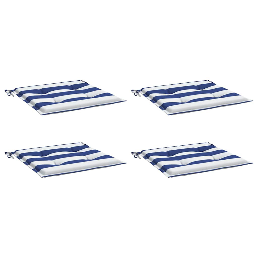 Vidaxl Gartenstuhl Kissen 4 St gestreift 40x40x3 cm Stoff weiß und blau