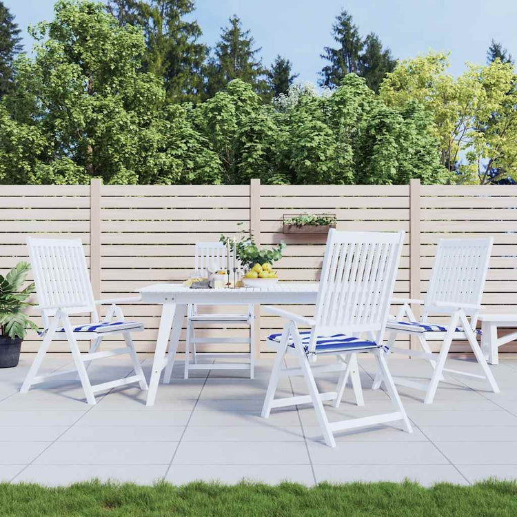 Vidaxl Gartenstuhl Kissen 4 St gestreift 40x40x3 cm Stoff weiß und blau