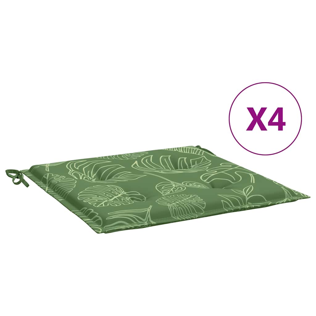 Vidaxl -Stuhlkissen 4 Stcs Blattmuster 40x40x3 cm Stoff