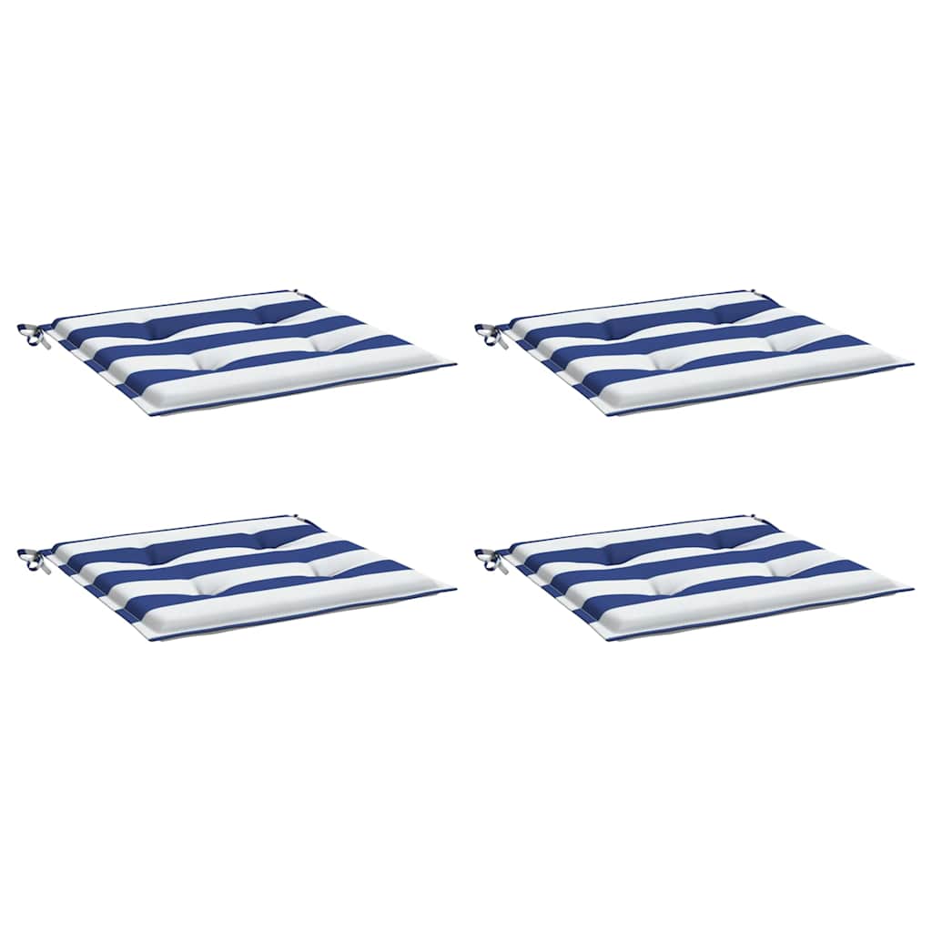 Vidaxl Gartenstuhl Kissen 4 St gestreift 50 x 50 x 3 cm Stoff weiß und blau
