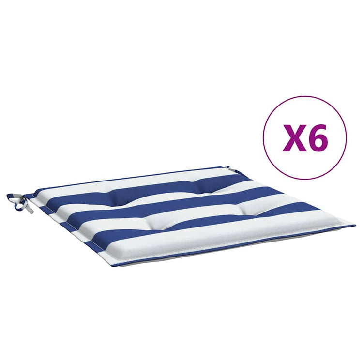 Vidaxl Gartenstuhlkissen 6 St gestreift 50 x 50 x 3 cm Stoff weiß und blau