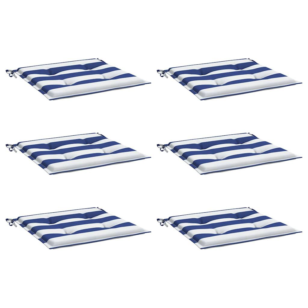 Vidaxl Gartenstuhlkissen 6 St gestreift 50 x 50 x 3 cm Stoff weiß und blau