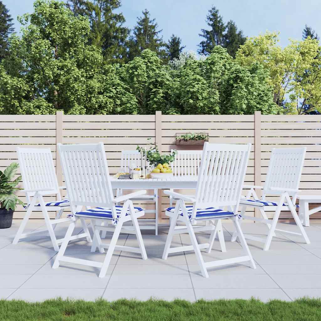 Vidaxl Gartenstuhlkissen 6 St gestreift 50 x 50 x 3 cm Stoff weiß und blau
