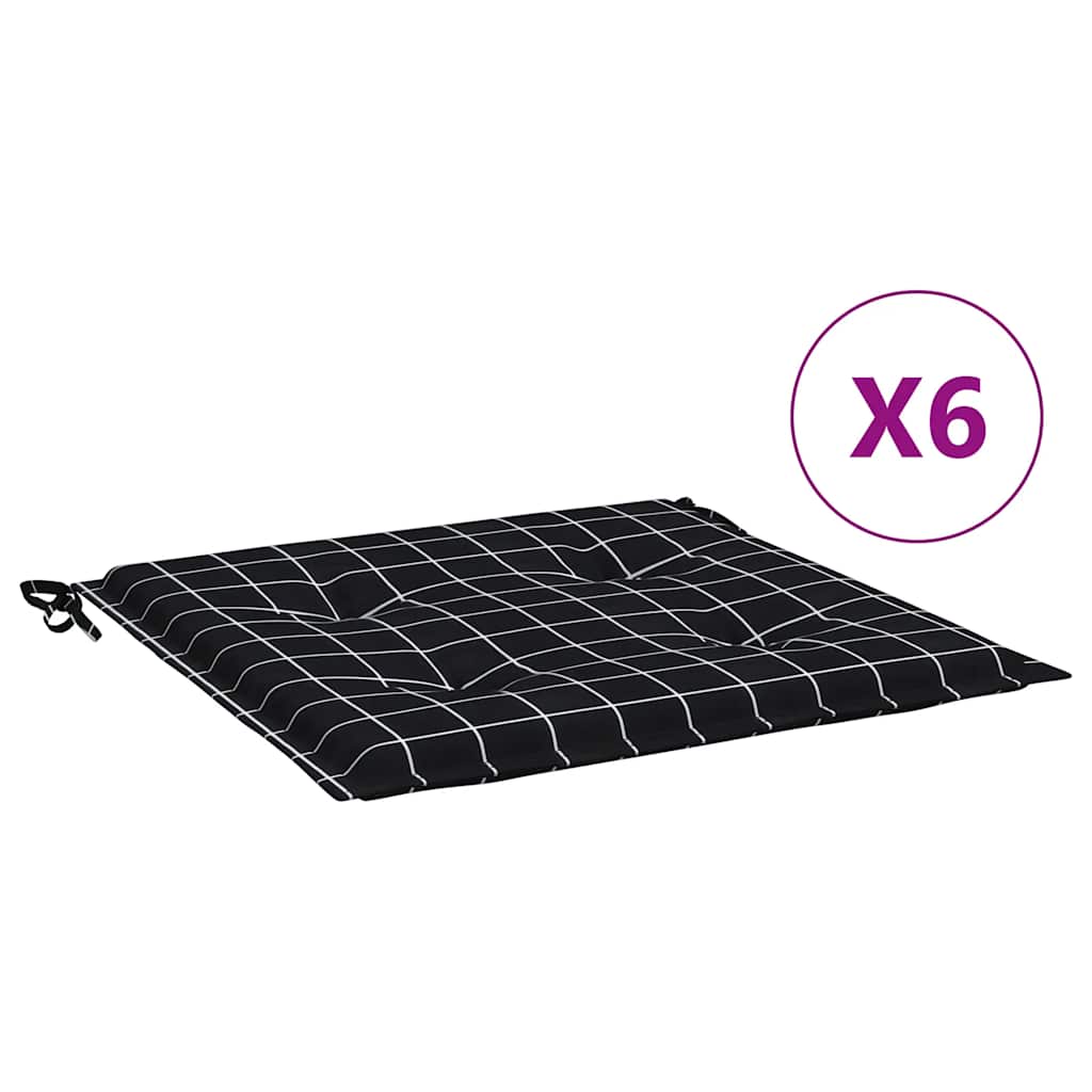 Vidaxl Gartenstuhlkissen 6 Stedcarn Muster 50x50x3 cm Stoff schwarz
