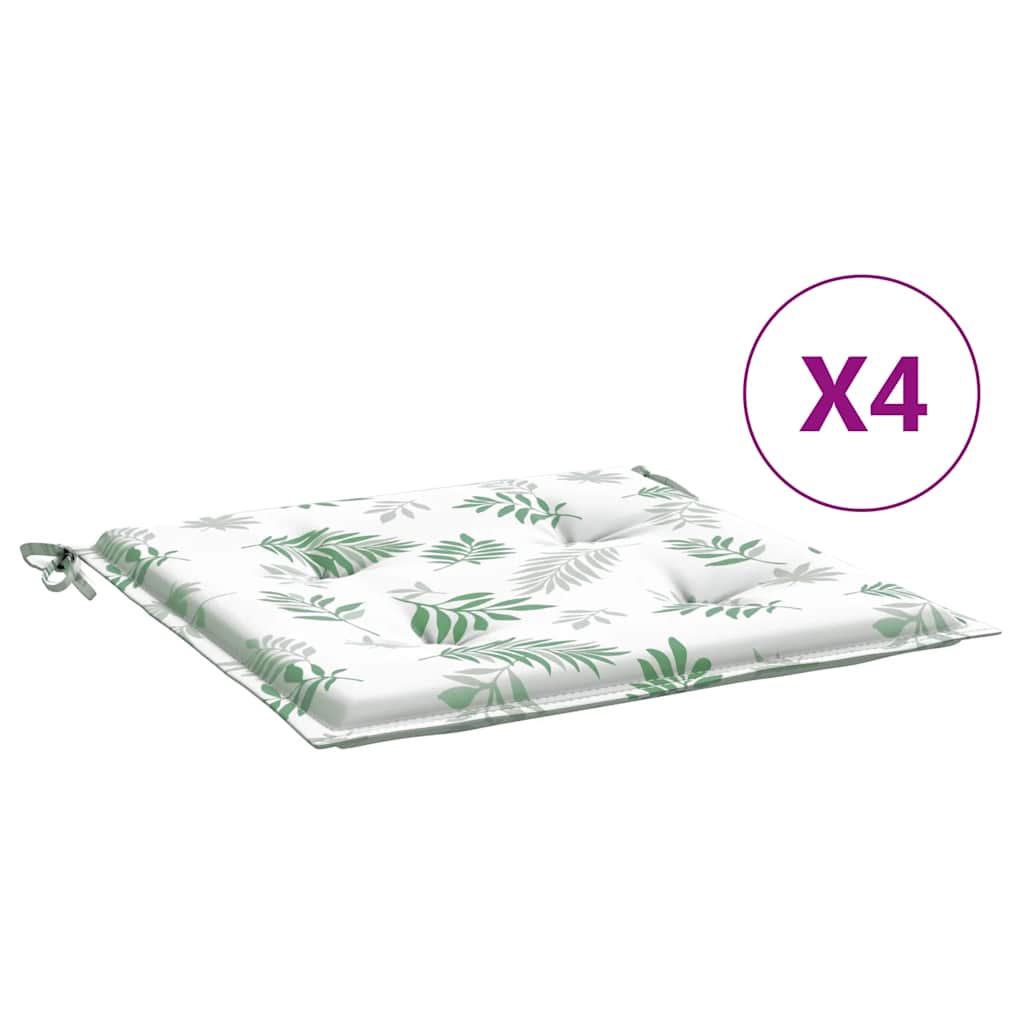 Vidaxl Gartenstuhlkissen 4 Stcs Blattmuster 50x50x3 cm Stoff