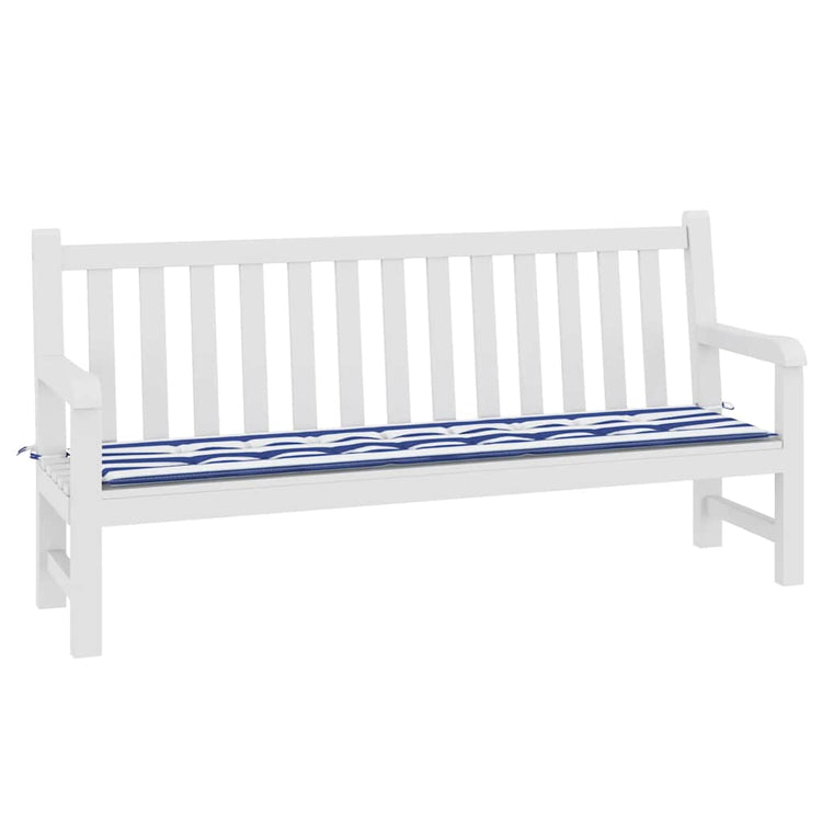 Vidaxl Gartenbank Kissen gestreift 200x50x3 cm Stoff weiß und blau