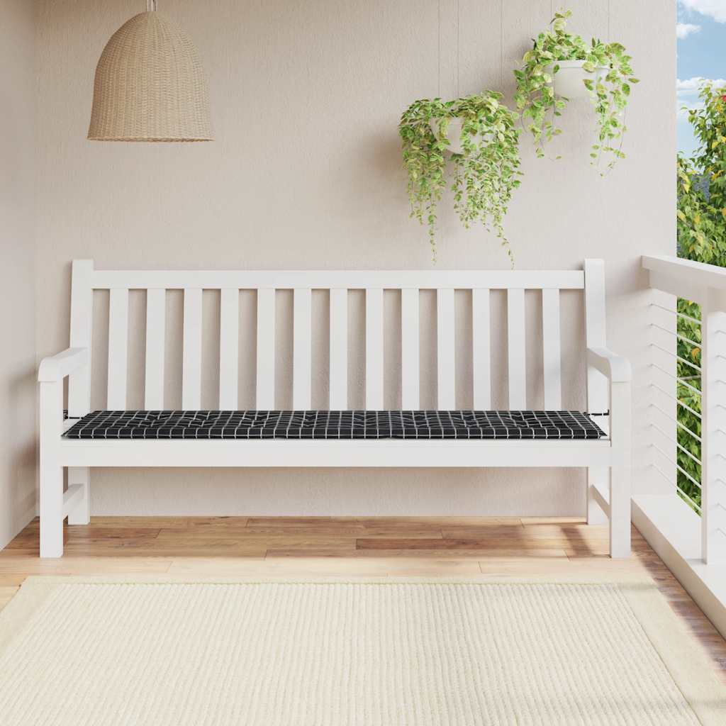 Vidaxl Gartenbank Kissen Diamantmuster 150x50x3 cm Stoff schwarz
