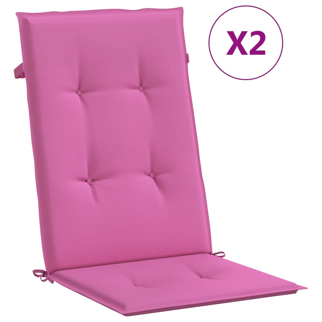 Vidaxl Gartenstuhl Kissen hohe Rückenlehne 2 ST 120x50x3 cm Stoff rosa