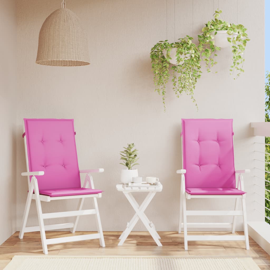 Vidaxl Gartenstuhl Kissen hohe Rückenlehne 2 ST 120x50x3 cm Stoff rosa