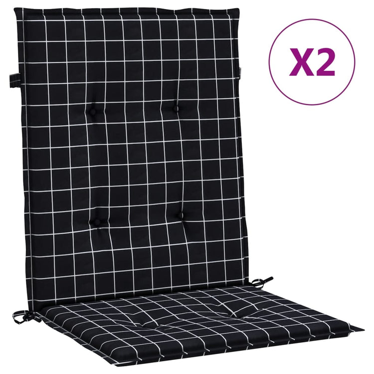 Vidaxl Stuhlkissen 2 Stcs Low -Rücken -Fenstermuster Stoff schwarz