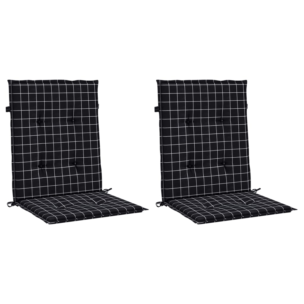 Vidaxl Stuhlkissen 2 Stcs Low -Rücken -Fenstermuster Stoff schwarz