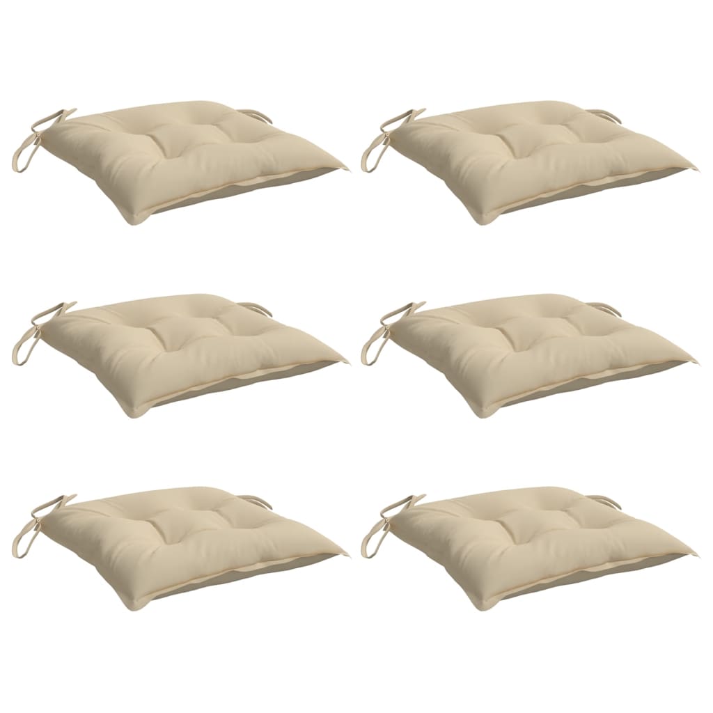 VIDAXL -Stuhlkissen 6 PCs 40x40x7 cm Oxford Stoff Beige