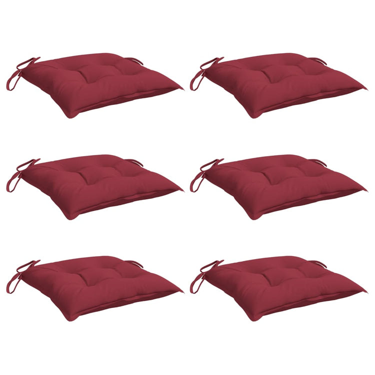 VIDAXL STUHR Kissen 6 Stcs 40x40x7 cm Oxford Stoff Wein rot