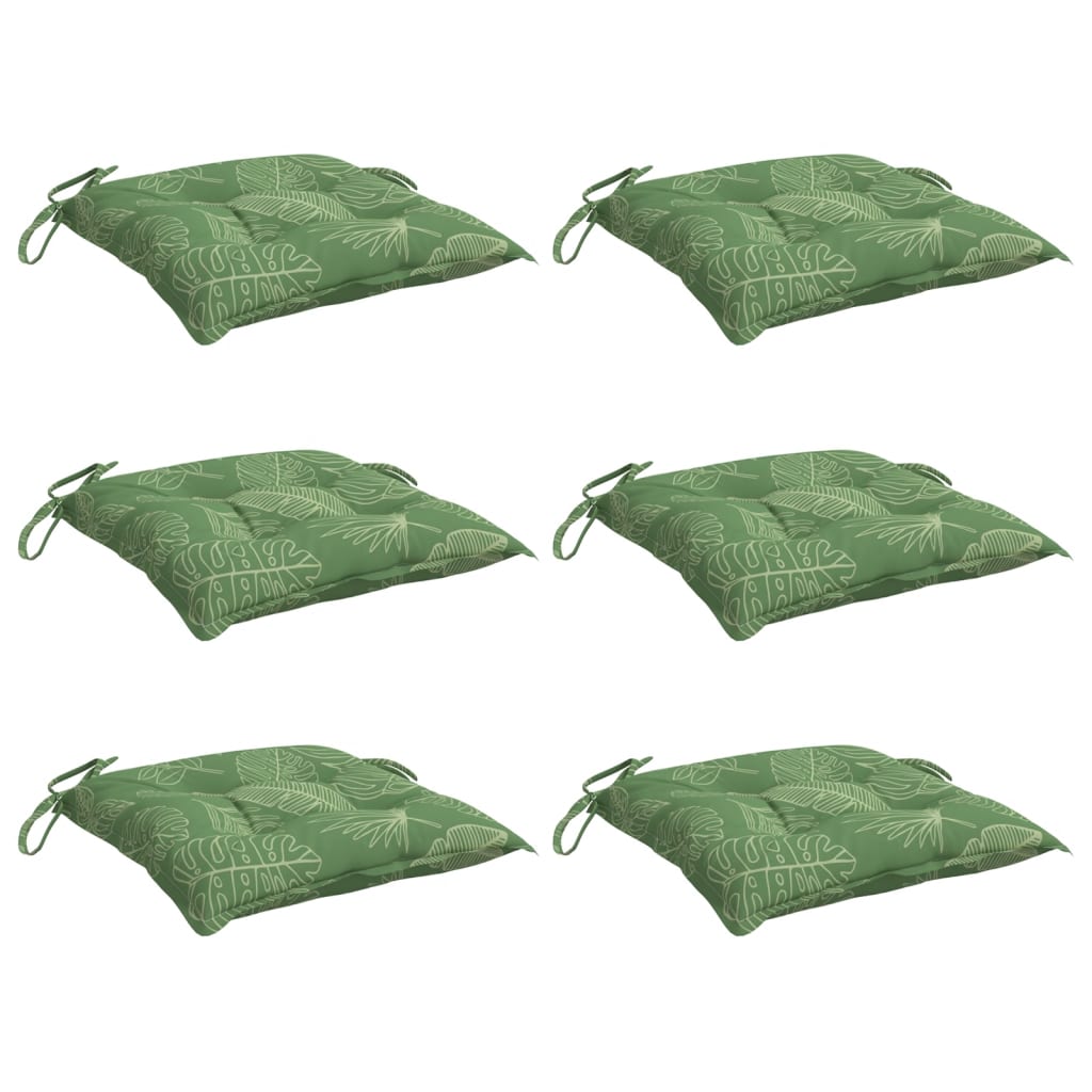 VIDAXL -Stuhlkissen 6 Stcs Blattmuster 40x40x7 cm Stoff