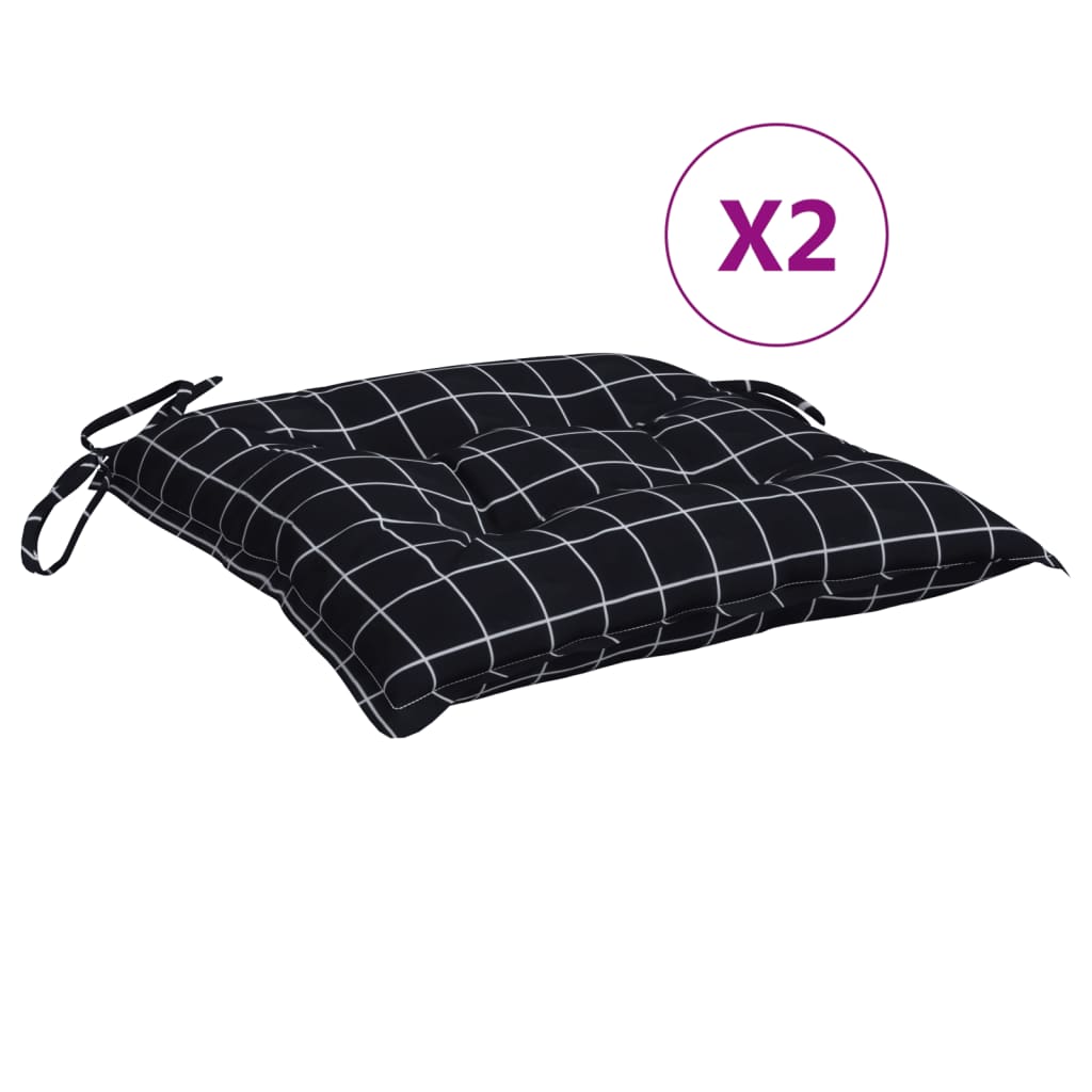 Vidaxx Stuhlkissen 2 Stück 50x50x7 cm Stoff Rautenmuster schwarz