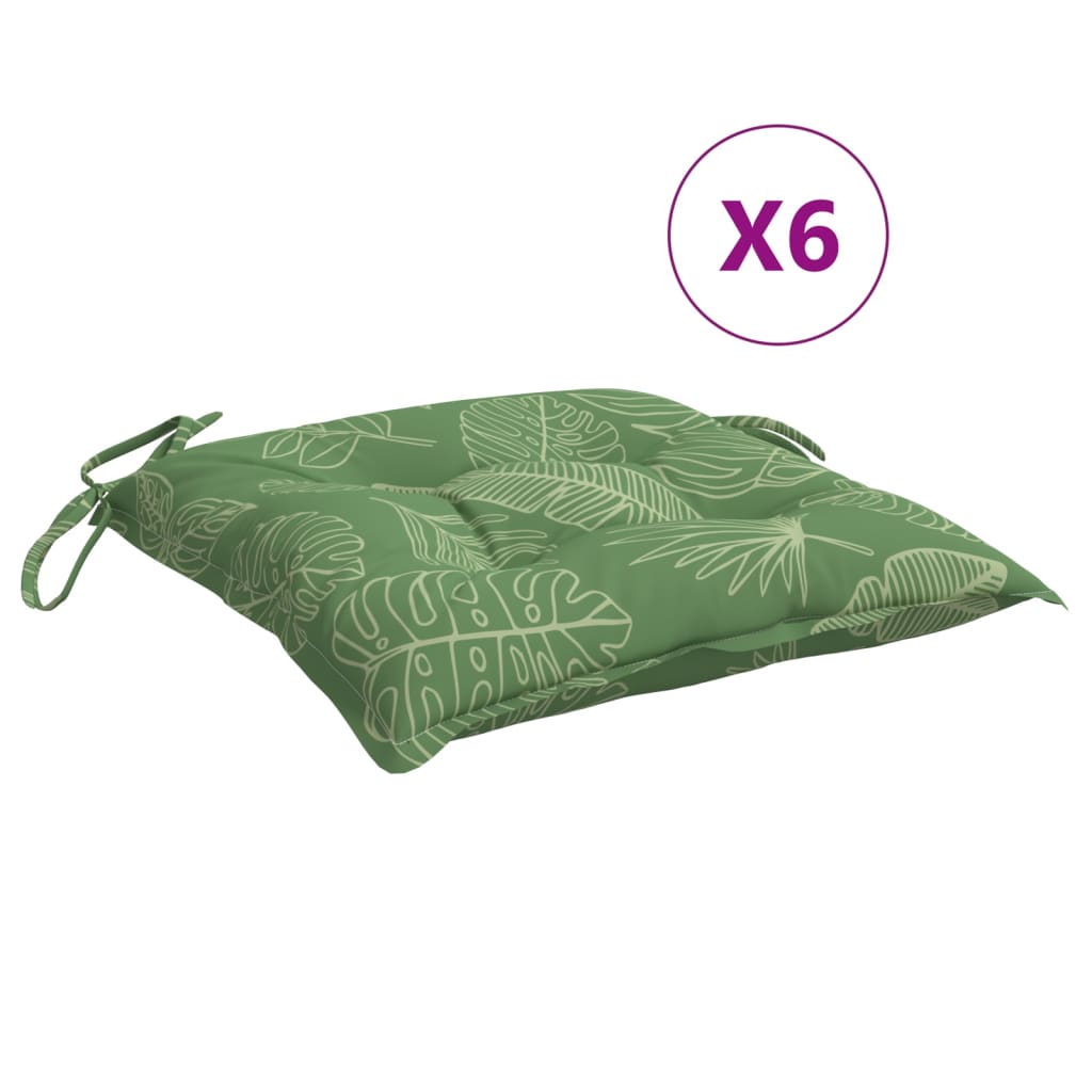 VIDAXL -Stuhlkissen 6 Stcs Blattmuster 50x50x7 cm Stoff