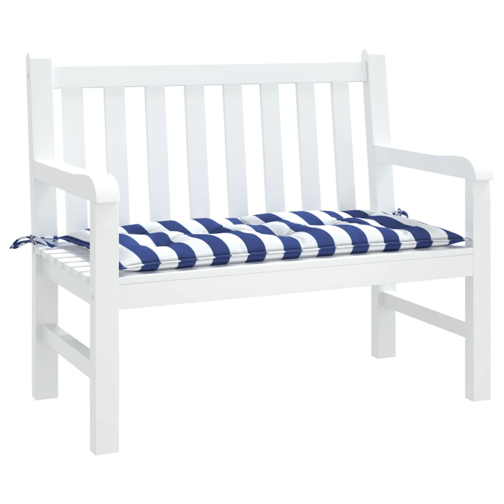 Vidaxl Gartenbank Kissen 100x50x7 cm Stoff weiß und blau